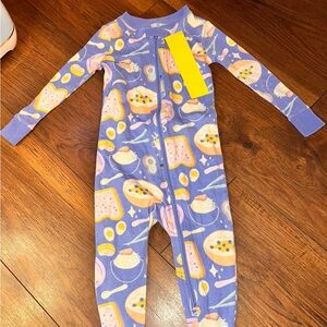 Cat & Jack Purple Breakfast Print Kids Footie 24 months